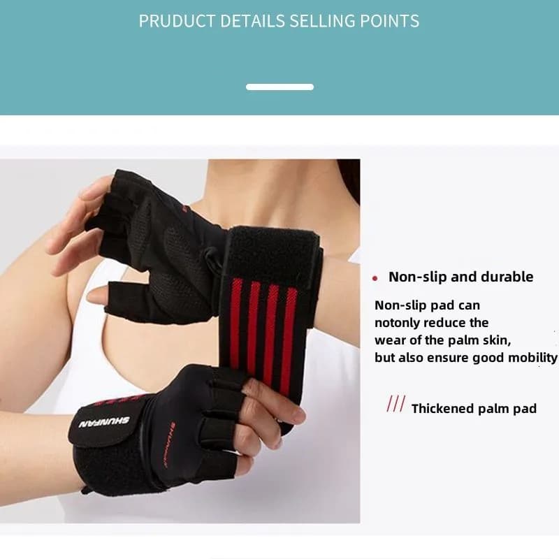 Women's Protective Gloves for Palm Wrist Gloves for Weight Lifting for Fitness Sports Cycling Gym Gloves