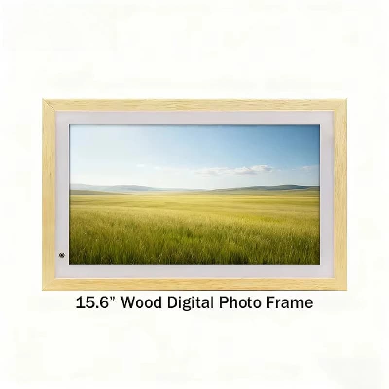 Stylish 15.6 Inch Digital Picture Frame Android 1920*1080P Anti-Glare Screen Solid Wood Photo Frame With Remote Control