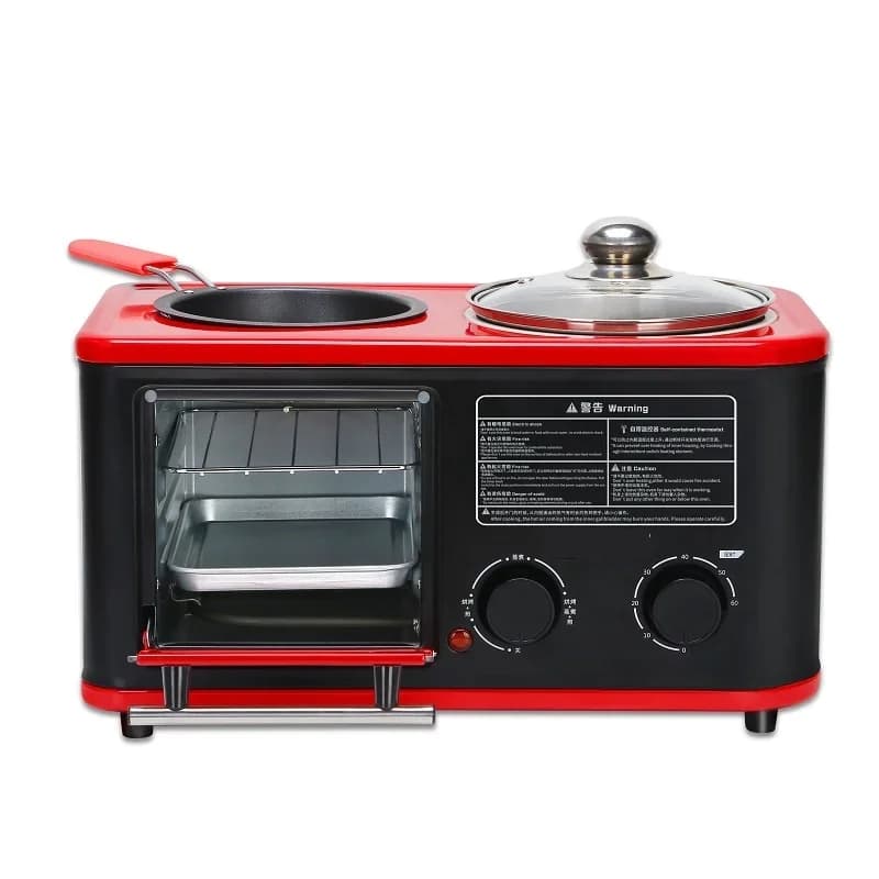 220V 3 in 1 Electric breakfast machine toaster for domestic use oven for frying hot pan hot pan hot pot kettle for steam food