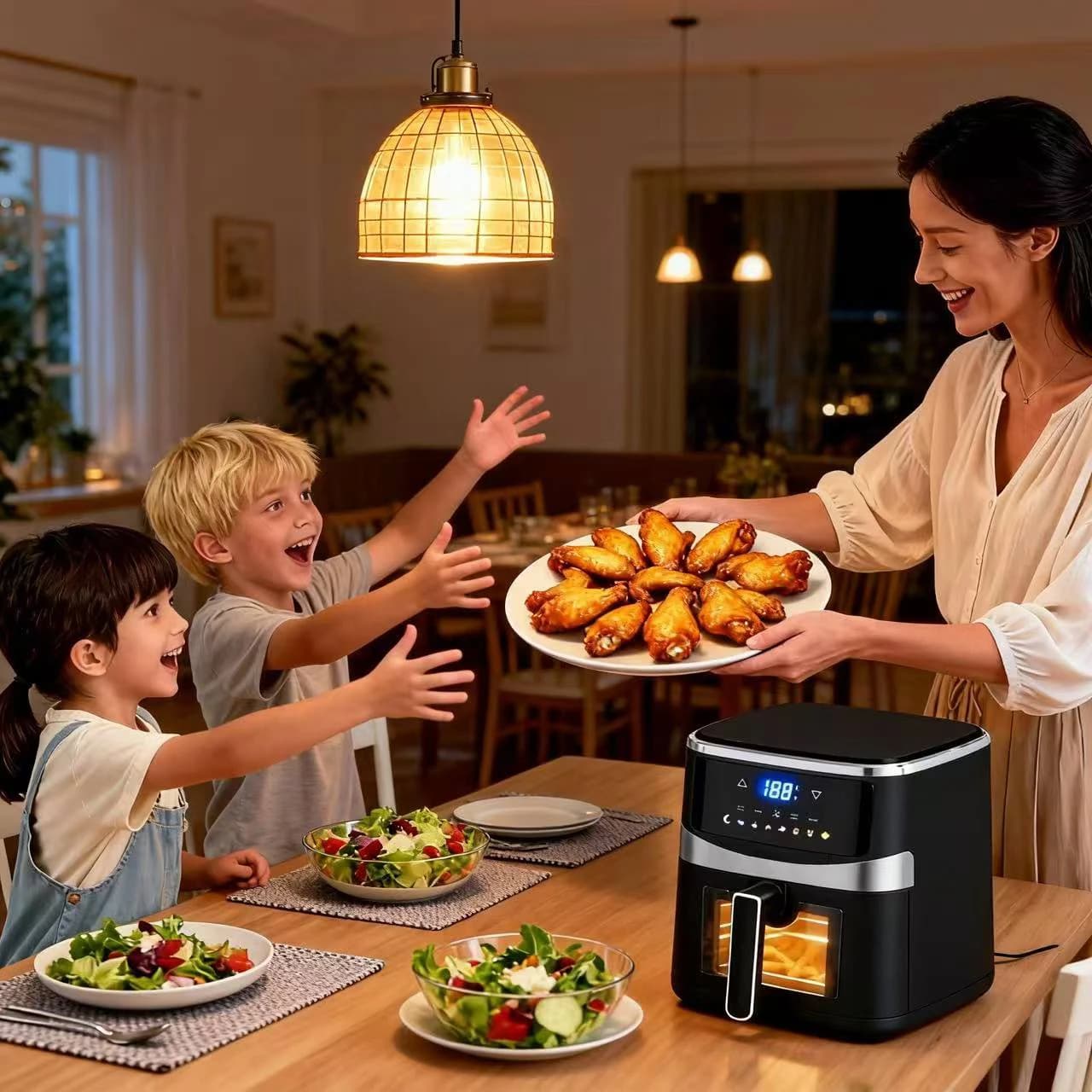 Air Fryer 5.28 QT, Airfryer Adjustable Time&Temp Control, Compact Size Space Saving for 3-5 People Quick Healthy Meals Snack in Minutes with Nonstick Basket