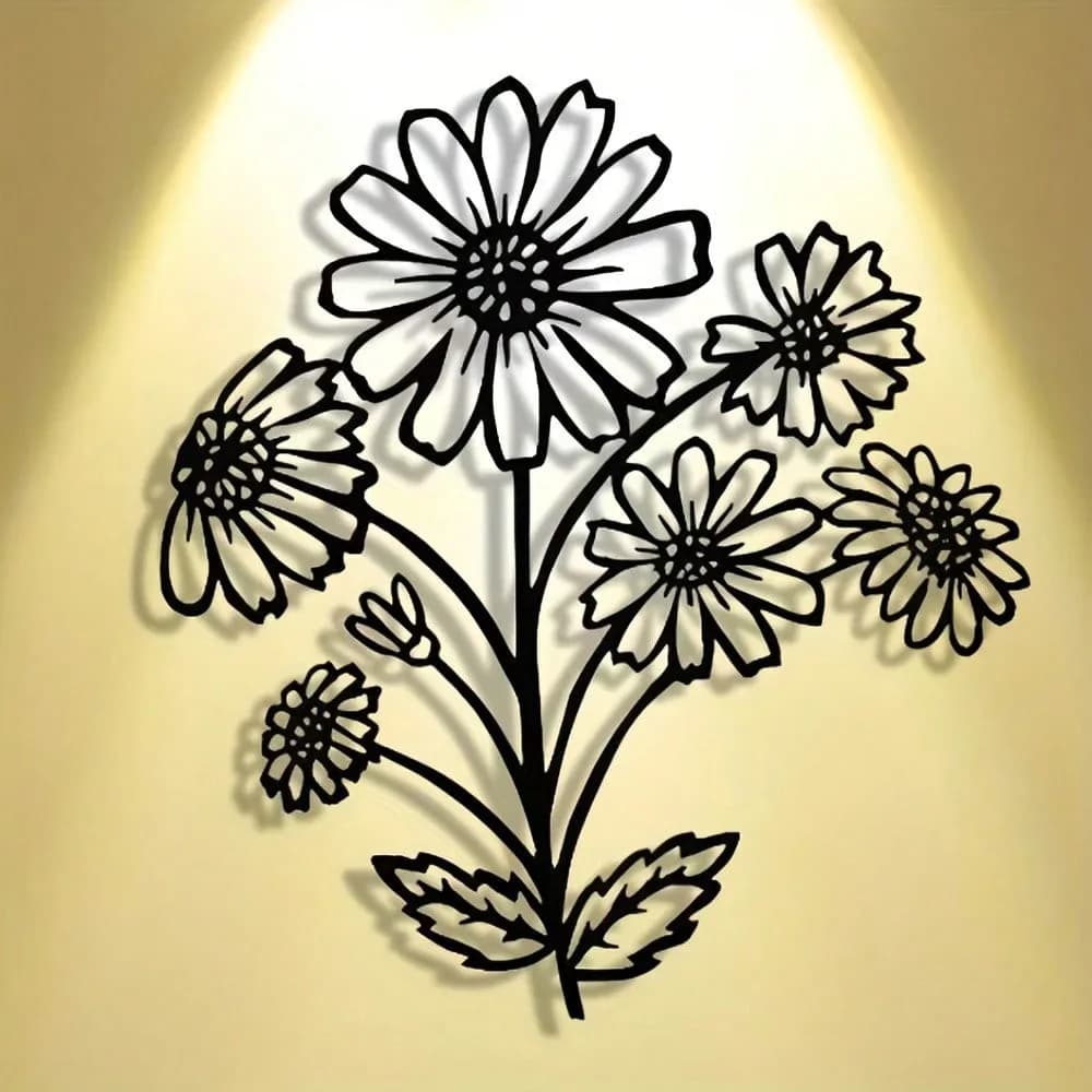 Decorazione Murale in Metallo a Forma di Girasole, Arte Astratta Floreale in Ferro per Casa, Caffè, Fattoria, Regalo