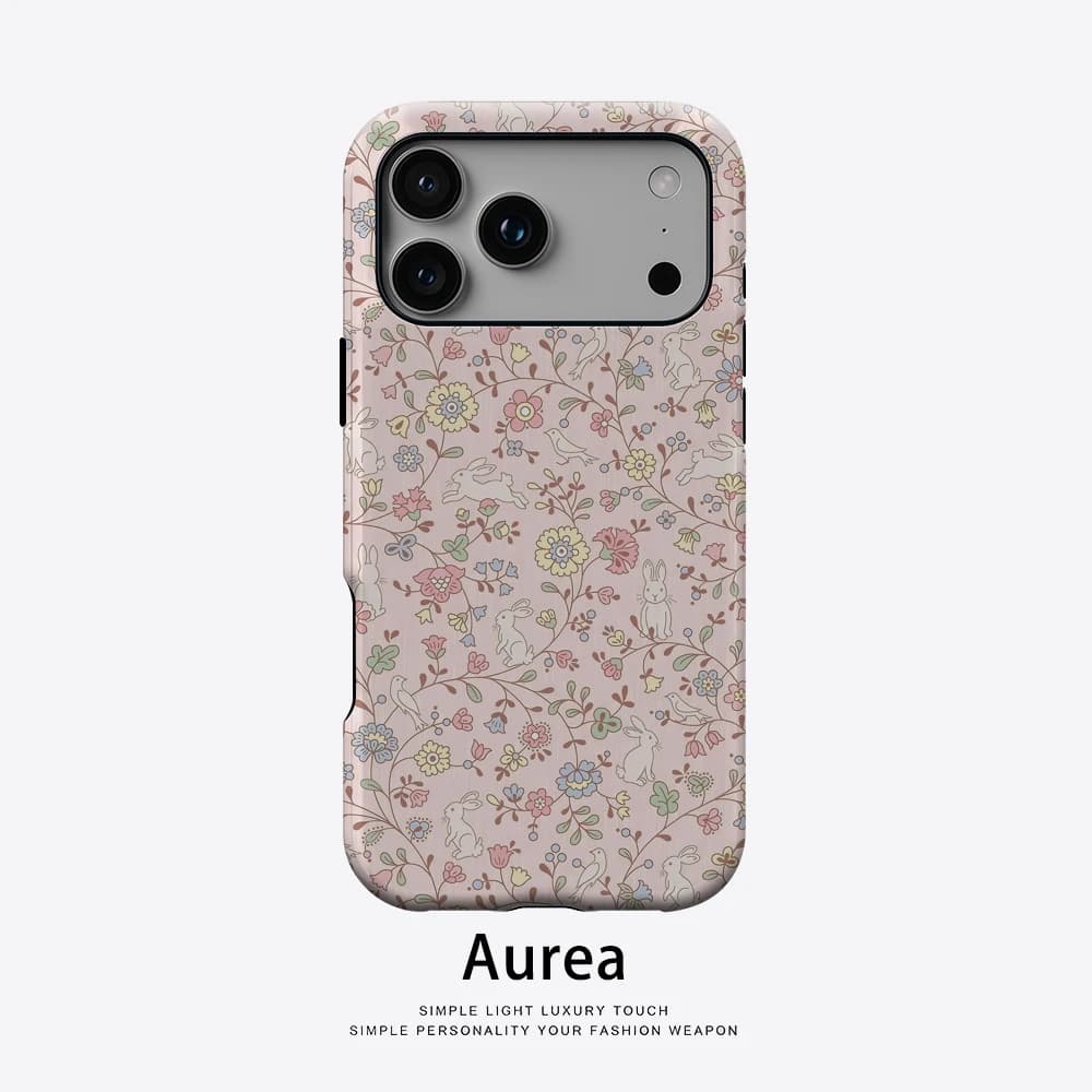 Custodia per telefono con design floreale e coniglietto per custodia magnetica per iPhone 17 16 15 14 13 Pro Max Plus Custodia resistente singola a doppio strato