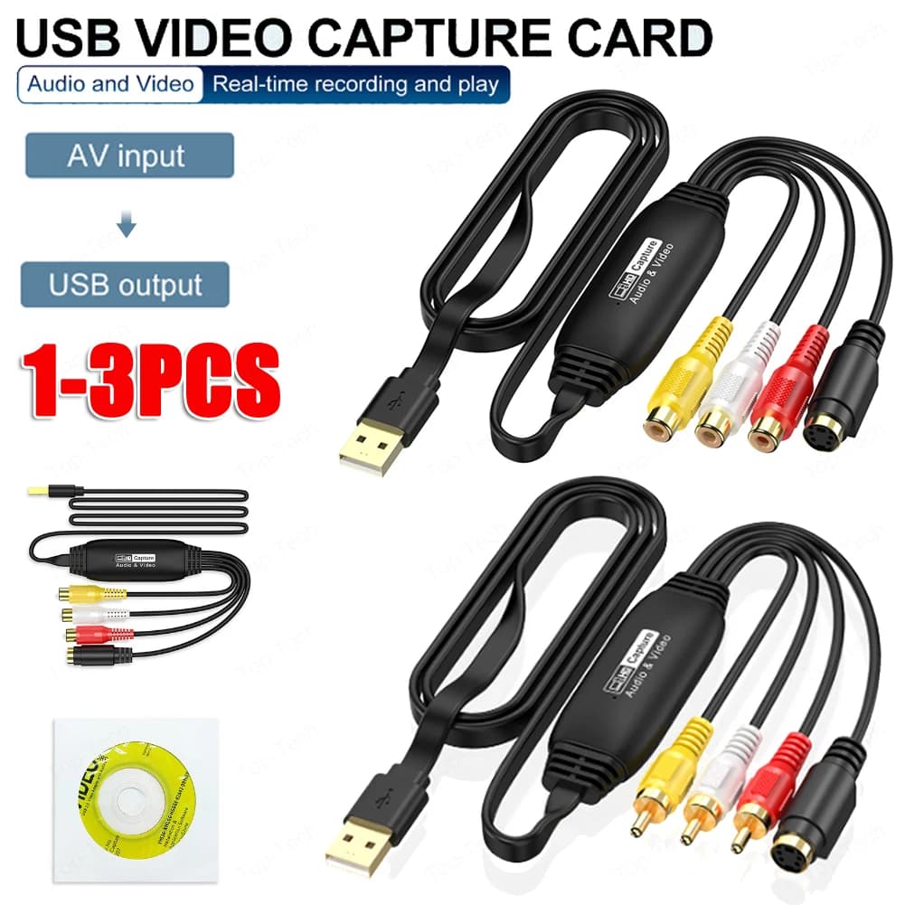 Scheda di acquisizione video USB VHS TV DVD VCR Scheda adattatore di acquisizione audio Convertitore video da RCA a USB per PC Mac