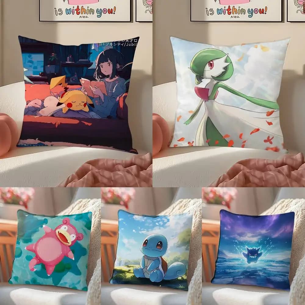 Fodera per cuscino in peluche Pokemon Eevee, morbida fodera per cuscino in peluche corto per divano, camera da letto, soggiorno, decorazioni per la casa, regalo