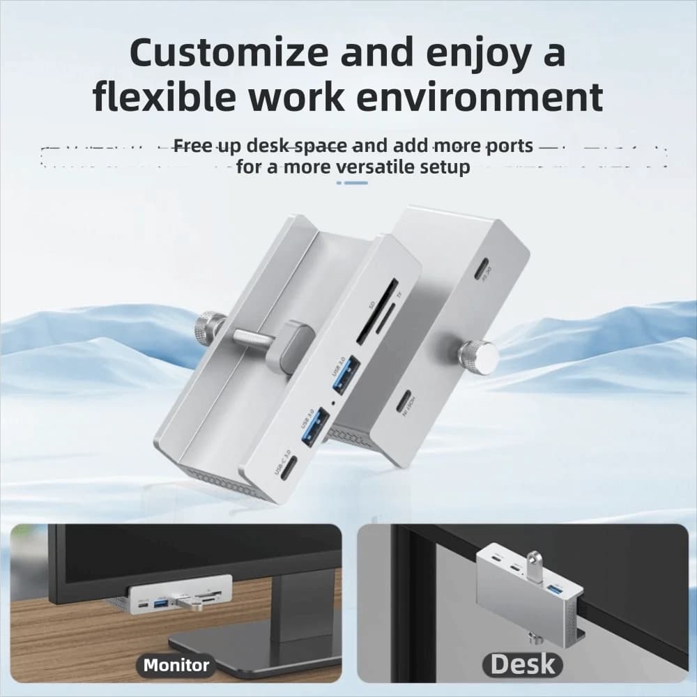 Hub USB 3.2/3.0/2.0 con Clip, 5Gbps, Adattatore Splitter USB Esterno Universale con Alimentazione, Dock di Espansione per PC Desktop
