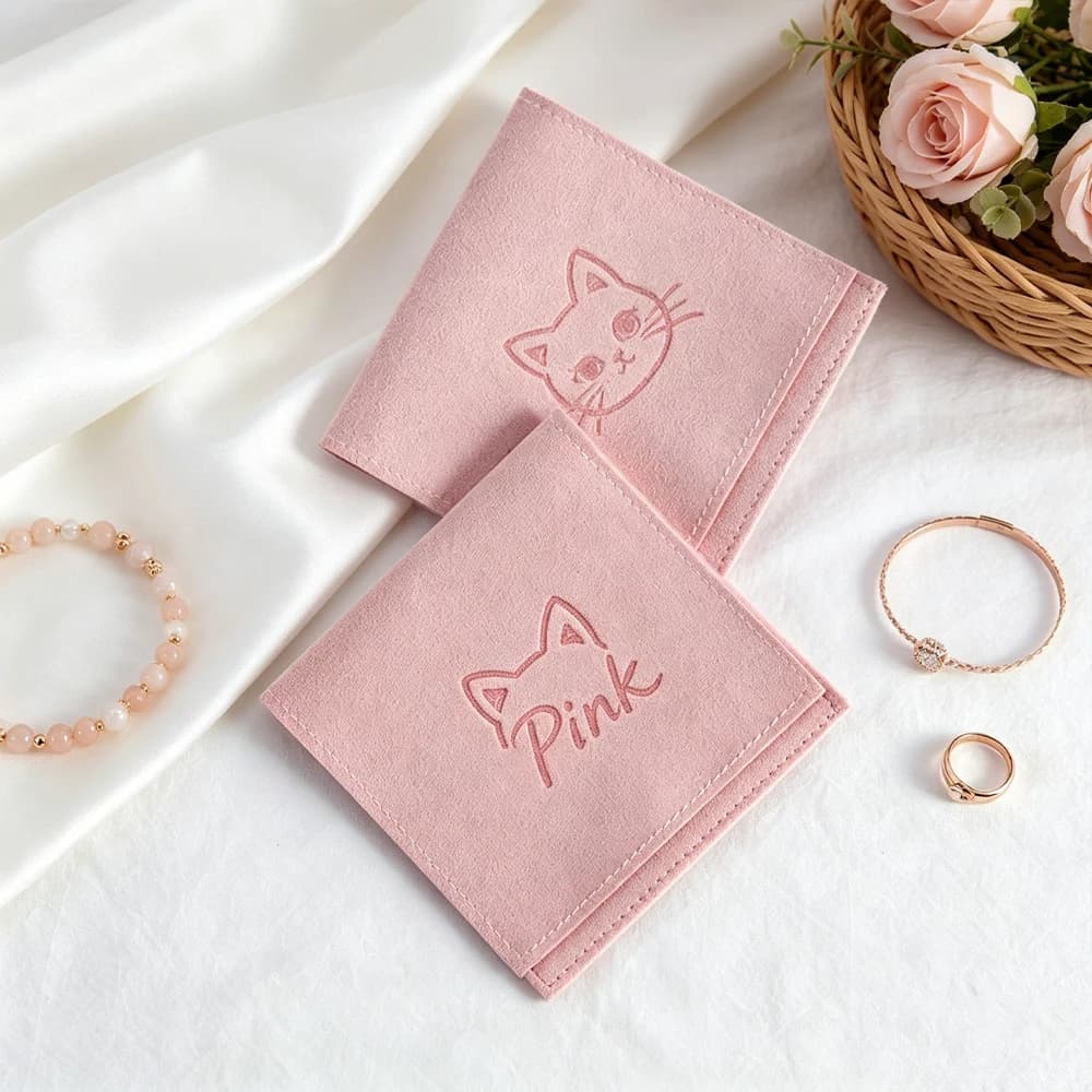 100 Sacchetti in Microfibra Scamosciata con Logo Personalizzato, Organizzatore per Gioielli, Busta con Coperchio, Confezione Regalo per Matrimonio, Sacchetto per Orecchini e Caramelle