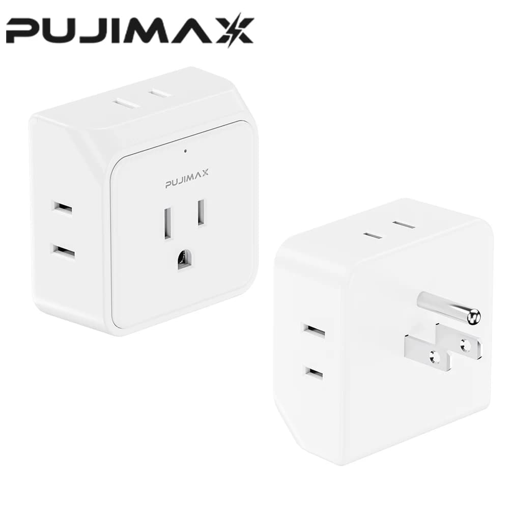 PUJIMAX 2PCS US Plug Multitap Power Strip AC Outlet 5 Outlet 1PC 3 Prong+4PC 2 Prong Smart Home Surge Protector Network Filter