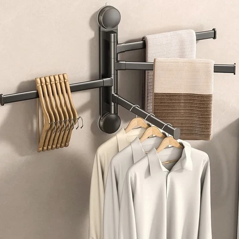 Non è necessario perforare la ventosa Portasciugamani rotante multi-bar Appendiabiti da bagno Artefatto pieghevole Mensola multifunzionale Mensola da cucina