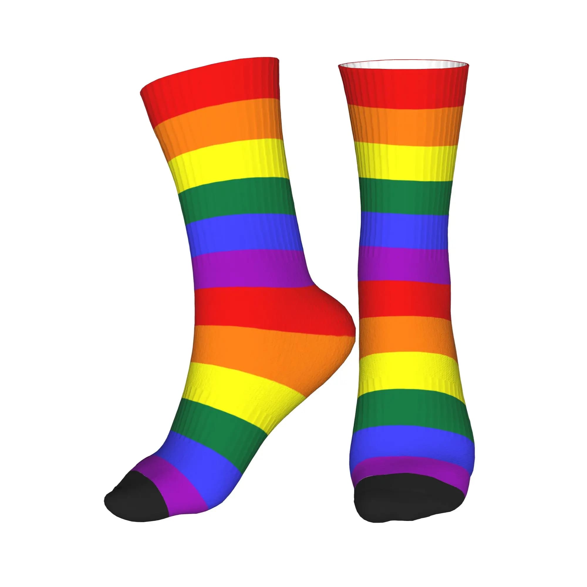 Simpatici calzini con bandiera arcobaleno LGBT per uomo e donna, calzini sportivi da basket caldi con stampa 3D