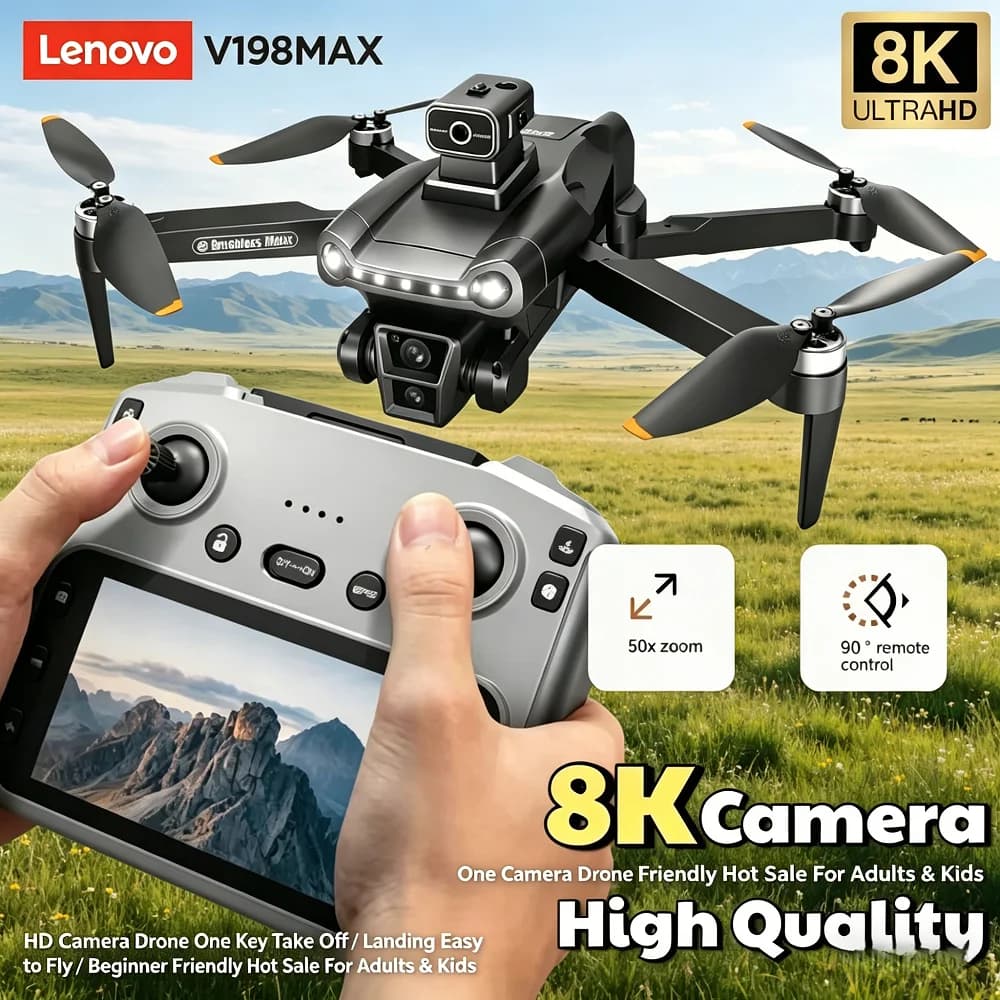 Lenovo V198MAX Drone 8K FPV Brushless Laser obstacle avoidance Aerial Optical Foldable Quadcopter 4K Mini Profesional Pro DronX