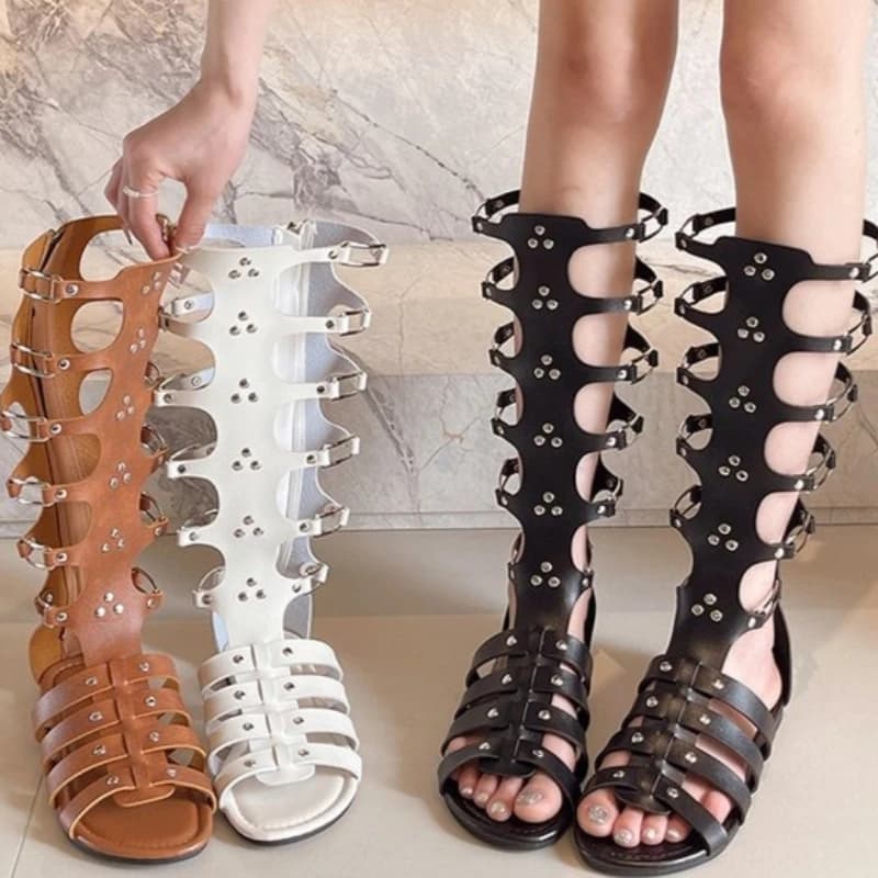 Women's Fish Mouth Open Toe Hollow Out Breathable Sandals New Summer Women Rear Zipper Solid Color Fashionable Casual Cool Boot