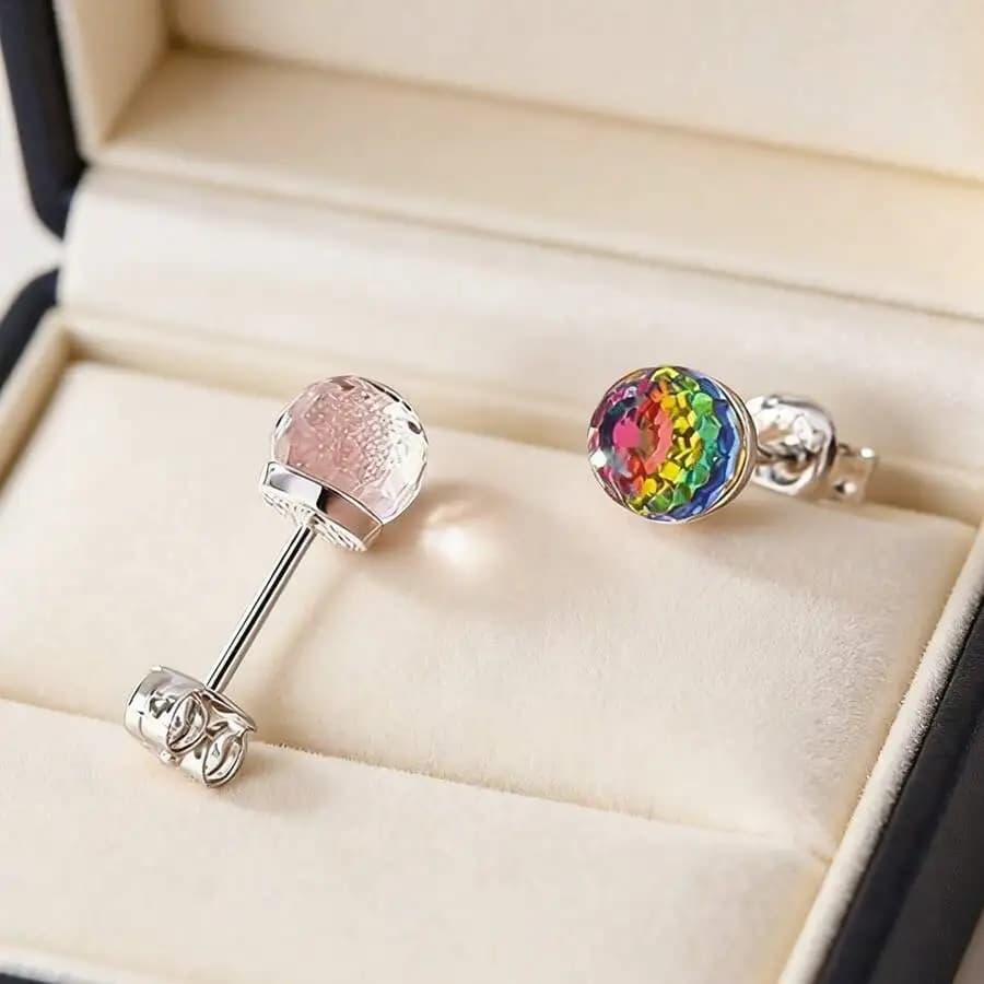 Minimalist Colorful Crystal Ball Stud Earrings For Women Daily Casual Party Jewelry
