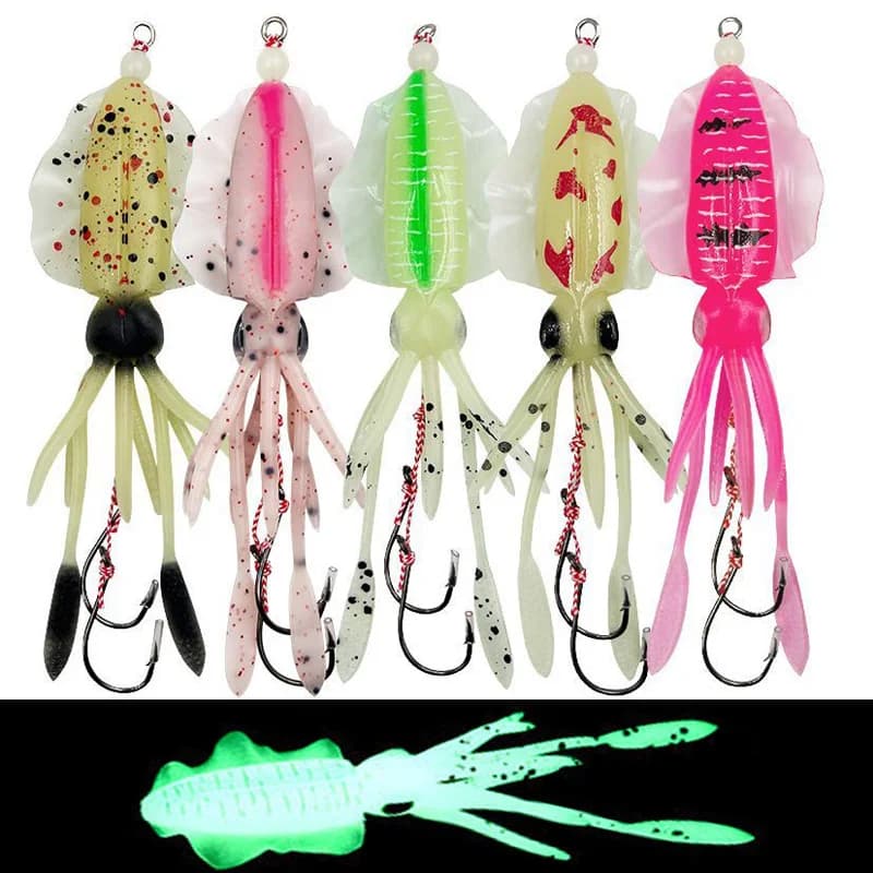 Esche Artificiali in Gomma a Forma di Polpo da 10cm, 12cm, 15cm per la Pesca in Mare e a Traina