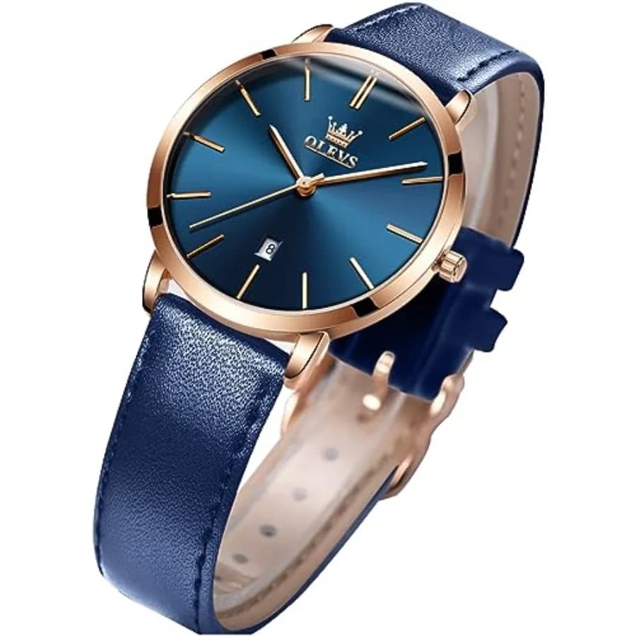 Orologi da Donna OLEVS, Orologio da Polso Femminile con Cinturino in Pelle, Impermeabile, Sottile, Minimalista, Casual, Elegante, al Quarzo Analogico