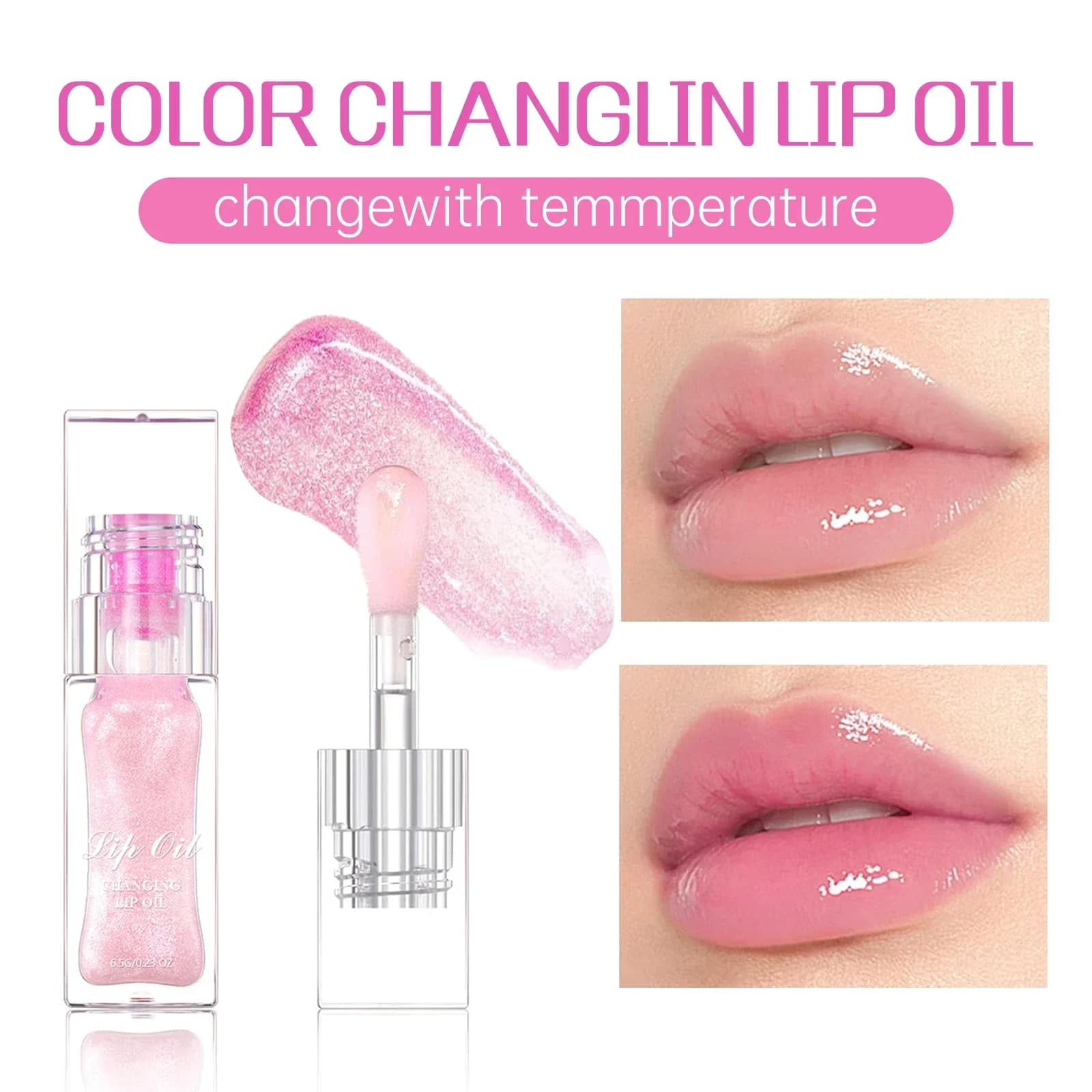 Cambia colore Olio per labbra Specchio Acqua Smalto per labbra Impermeabile a lunga durata Gelatina di cristallo Olio Tinta per labbra Idratante Tazza antiaderente Cura
