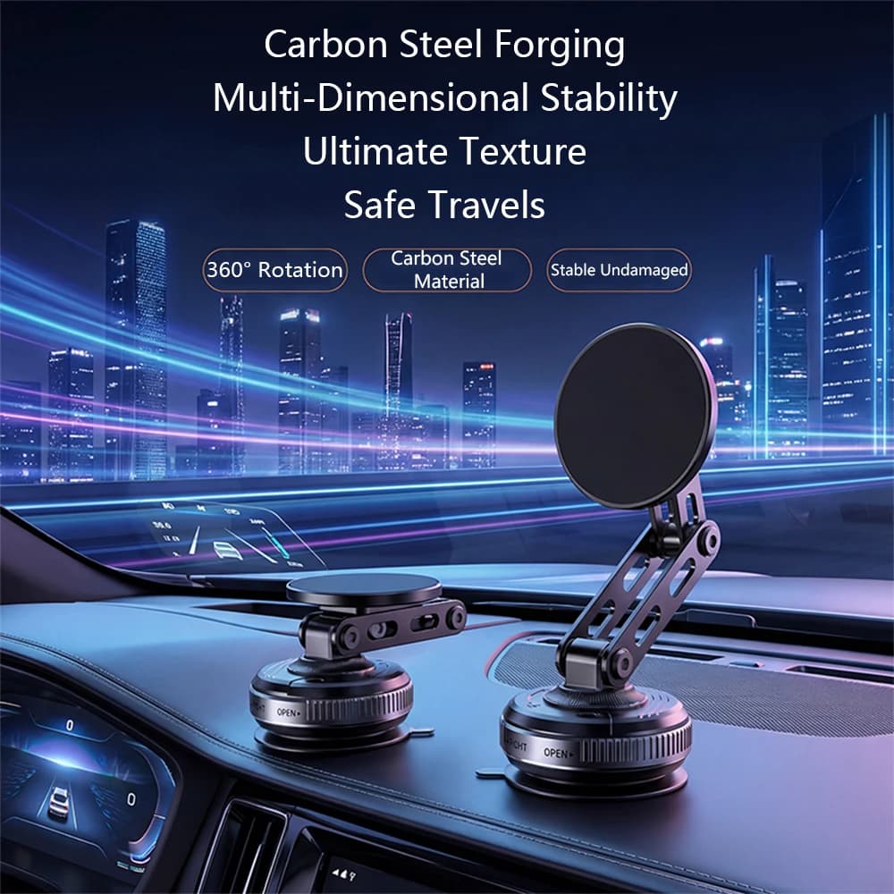 Supporto Magnetico Universale per Telefono da Auto con Ventosa a Vuoto 360° ° Supporto Pieghevole a Tre Assi Rotante Ideale per Camera da Letto e Bagno in Vetro