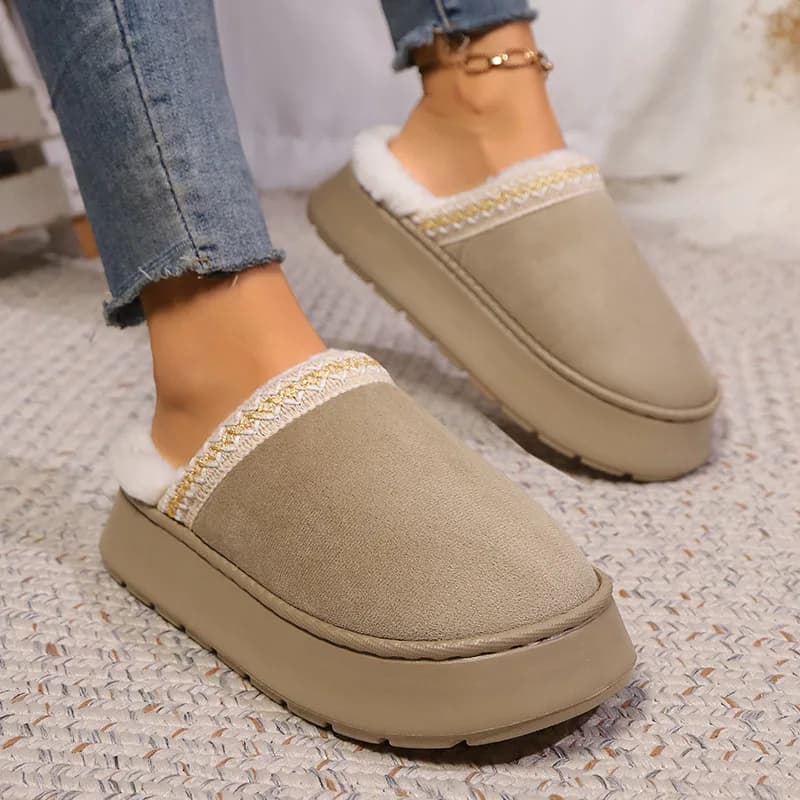 Home Slipper Women Winter Warm Fuzzy Fur Plush Indoor Lazy Female Thermal House Shoe Men Furry Flat Flip Flop Platform Fluffy