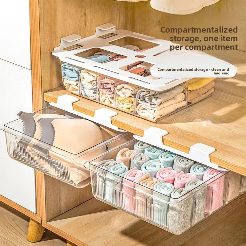 Scatola trasparente per riporre biancheria intima, organizer a cassetto per calzini e intimo, strumento per organizzare l'armadio di casa, cestino divisorio