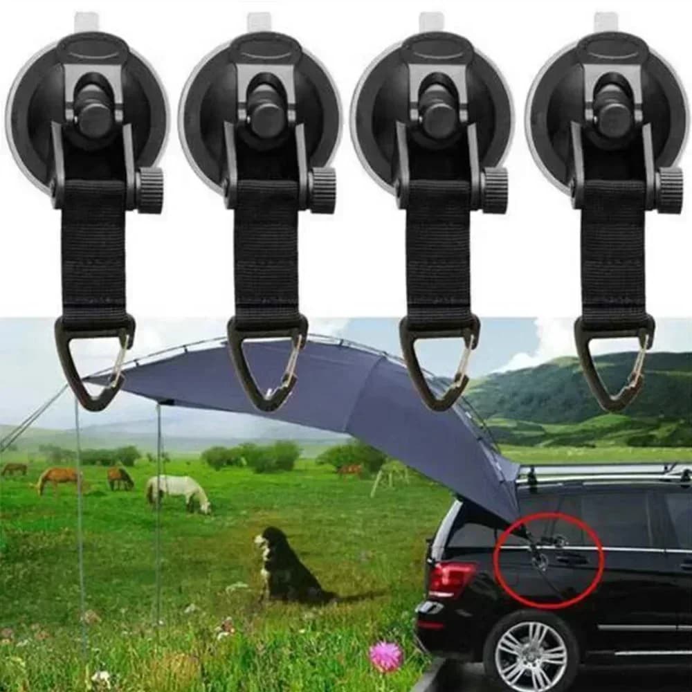 1/4 Pezzi Ganci di Fissaggio a Ventosa per Tenda da Auto, Ancoraggi Laterali Rotondi/Triangolari per Tenda da Campeggio Esterna