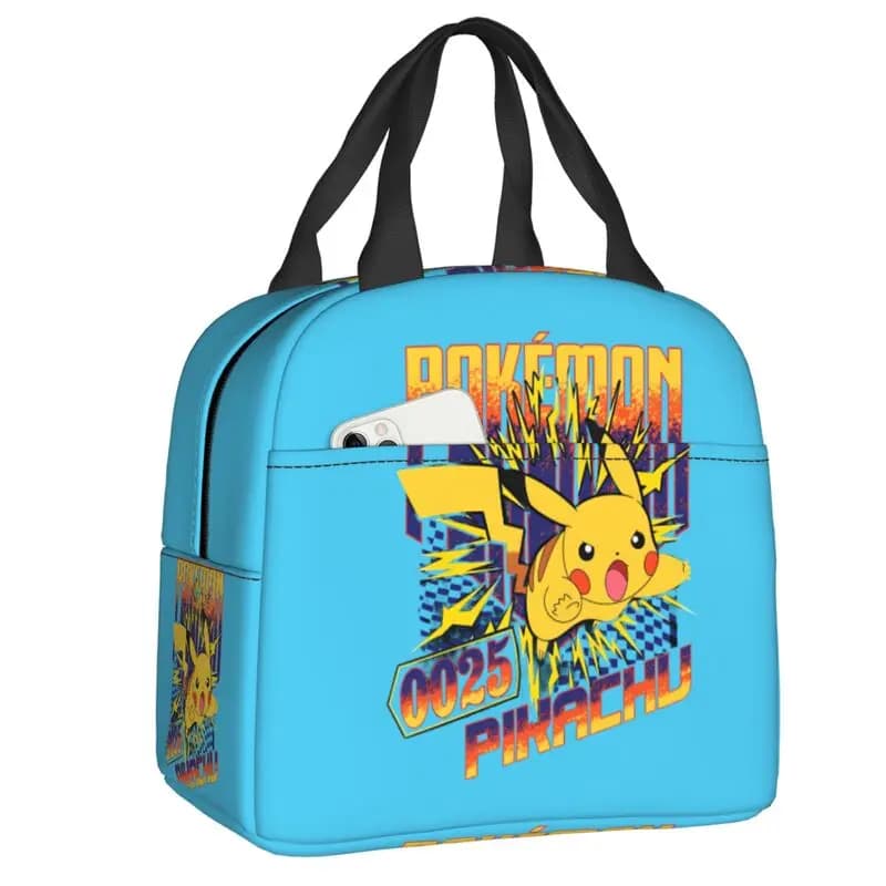 Borsa per il pranzo Anime Cartoon Pikachus, borsa termica riutilizzabile, borsa termica isolata per donne, bambini, scuola, picnic, viaggi, borse per il trasporto di alimenti