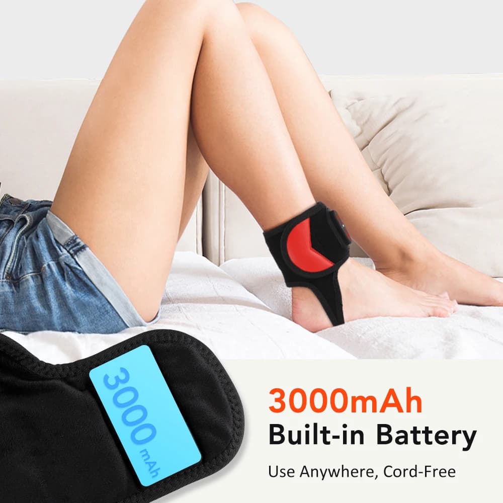 New Ankle Massager Red Light Therapy 36PCS LEDs 660 850nm Wrap 3 Modes Vibration Foot Support Brace Massage Gurad Belt