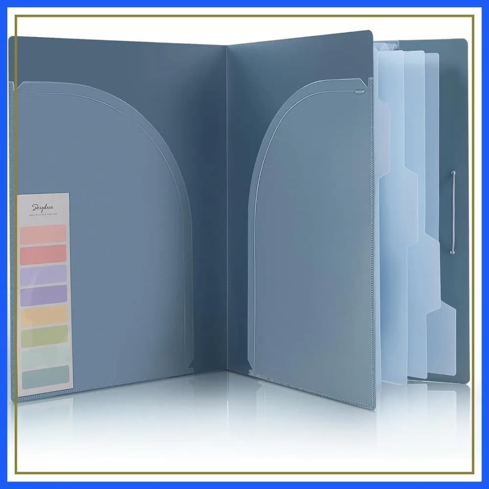 Cartella Portadocumenti Espandibile a 5 Tasche, Organizzatore a Fisarmonica, Portadocumenti Portatile per Scuola e Ufficio, Blu