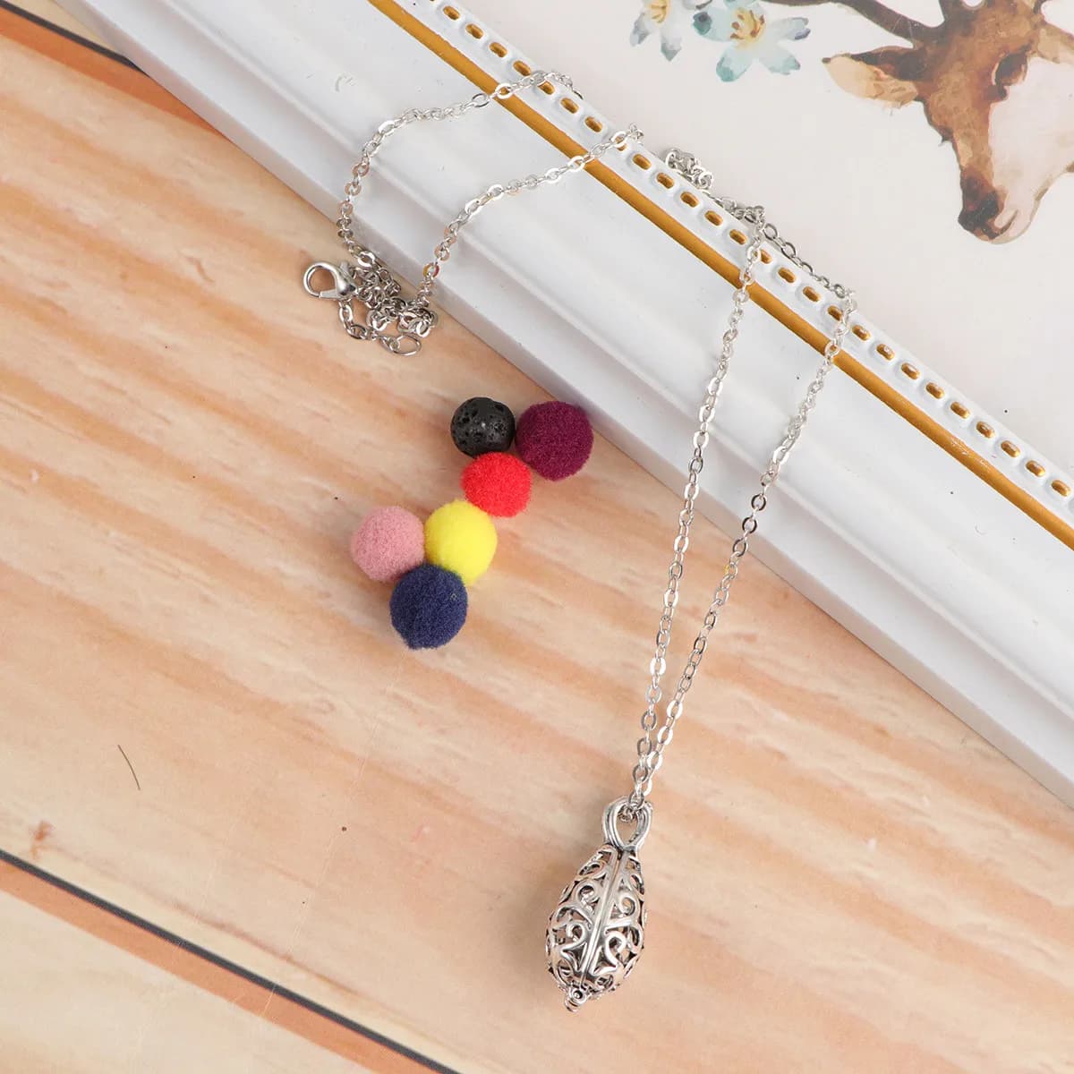 1 Piece Necklace with Shaped Creative Pendant, Cotone or Pellet Ball Diffuser, Elegant Silver Gift