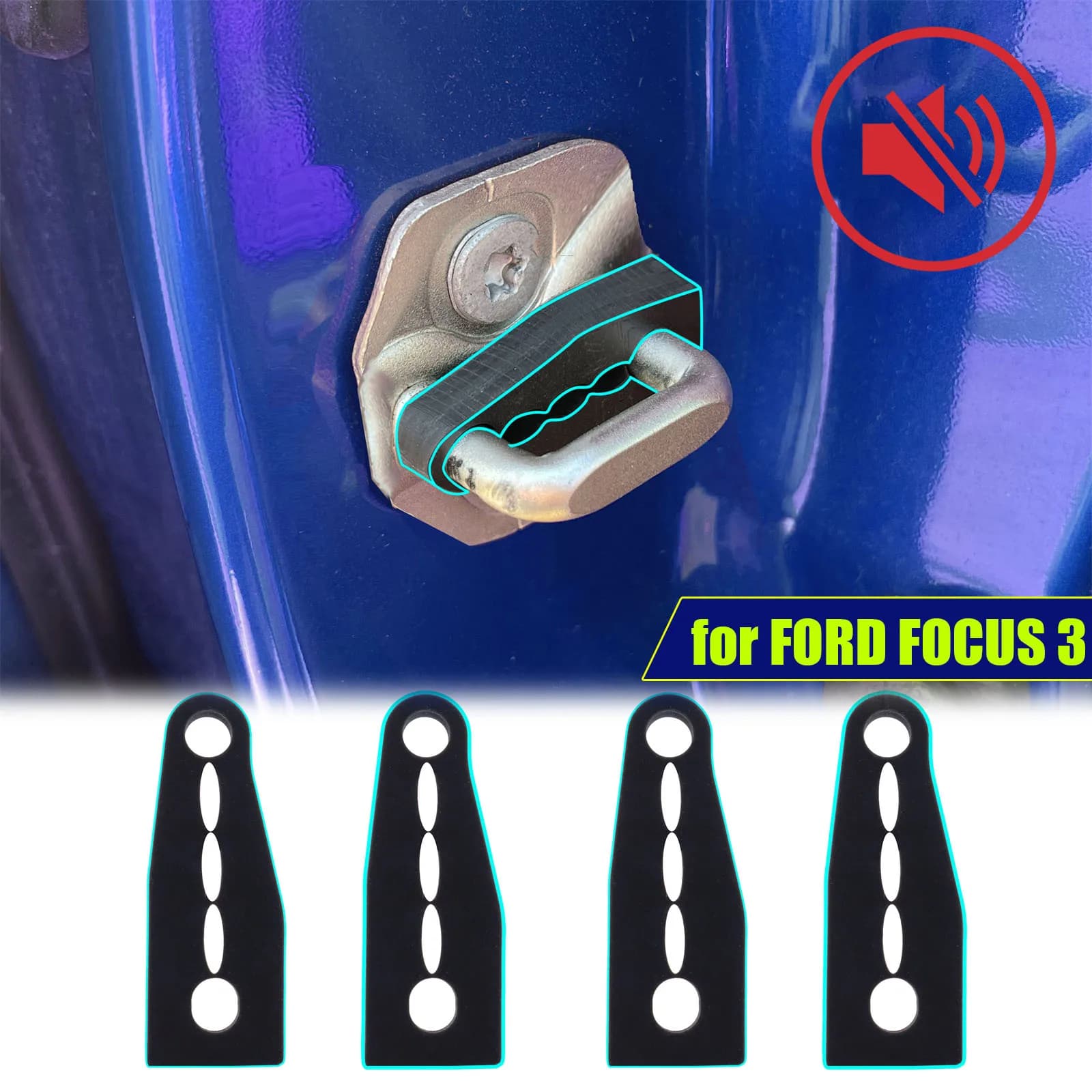 Ammortizzatore del suono tampone della serratura della porta per Ford Focus 3 Kuga 2 Escape Edge Rattling STOP Screaks insonorizzati Deadener della guarnizione dei non udenti