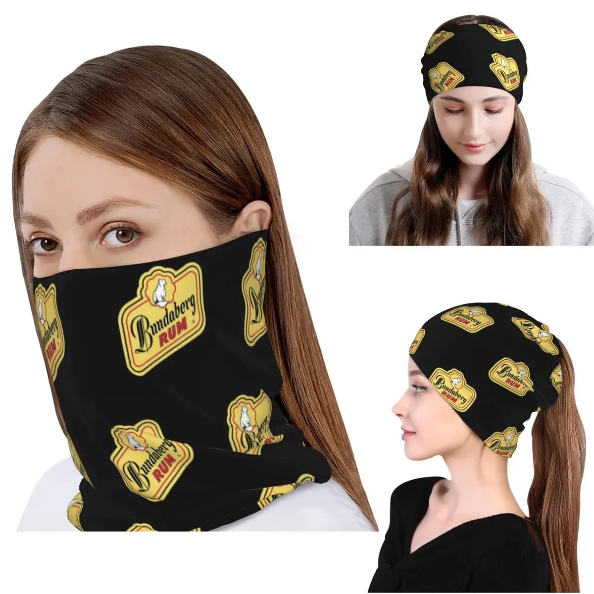 Bundaberg Rum Bandana Copricollo Sciarpa per il viso Fascia per la testa calda Cappello tipo berretto per uomo donna adulto antivento
