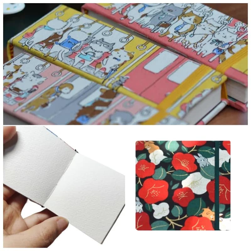 100%Cotton Fabric Cover Watercolor Sketchbook 300g Handmade Watercolor Book Travel Portable Painting Paper Art Supplies