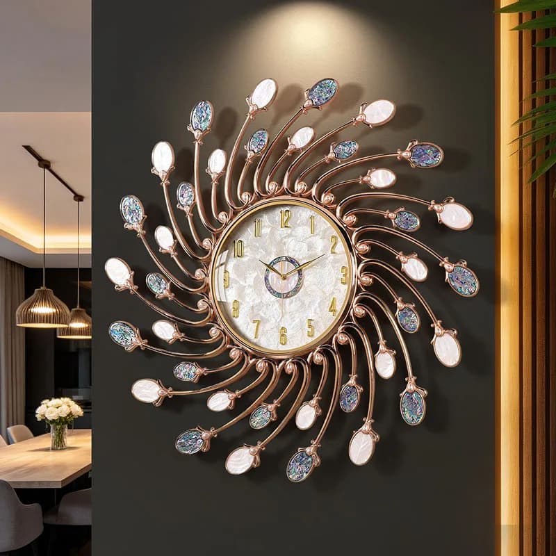 Orologio da Parete Rotondo Estetico di Lusso Moderno, Design Creativo e alla Moda, Decorazione per Interni