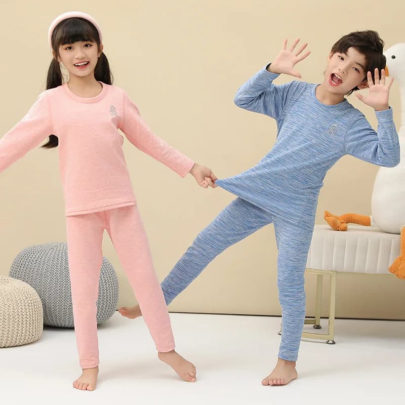 3-14 anni Autunno Inverno Biancheria intima termica Vestito Set di abbigliamento per ragazze Ragazzi Set pigiama Nessuna traccia Indumenti da notte caldi Vestiti per bambini