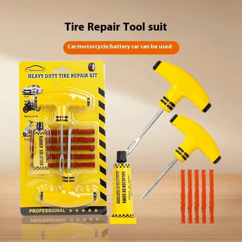 Tappi per foratura pneumatici per auto Passaggio pneumatici sottovuoto Strumenti di riparazione di emergenza Strisce di colla Colla Kit di riparazione pneumatici per riparazione rapida Set di strumenti patch