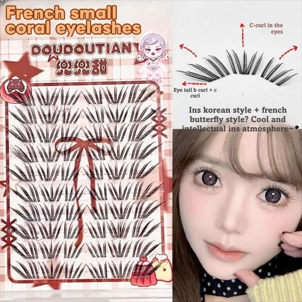 Ciglia Finte Autoadesive Effetto Naturale Manga Lunghezza 7-12mm, Ciglia a Lunga Durata Effetto Fox Eye per Cura Personale