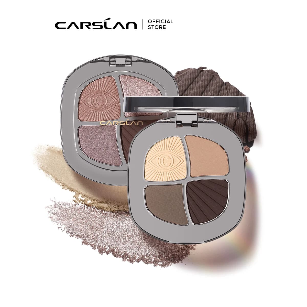 CARSLAN Smart Big Eyes 4 Color Blue Brown Nude Matte Shimmer Glitter Smoky Eye Shadow Makeup Long Life