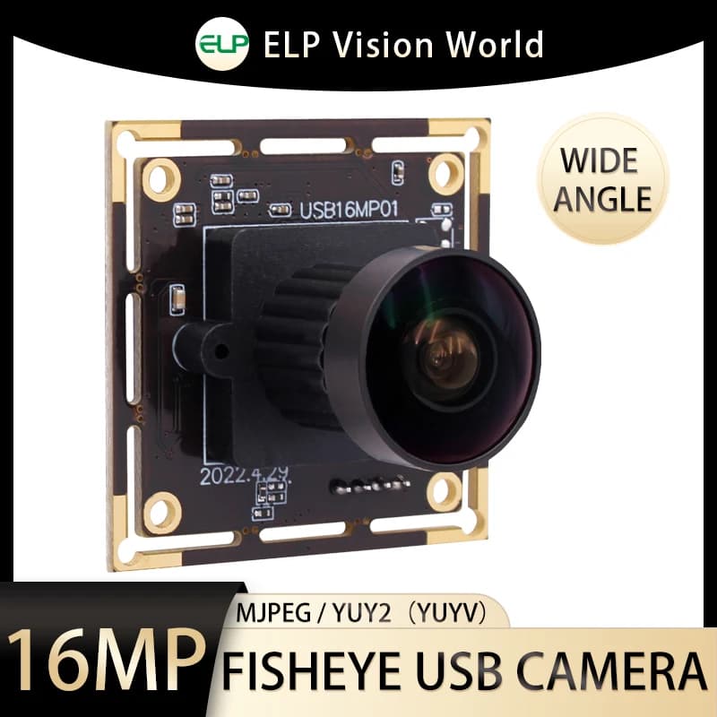 ELP 16MP Fisheye Webcam USB wide-angle camera module Ultra HD 3496P Security USB camera card for Linux Windows Android MAC OS