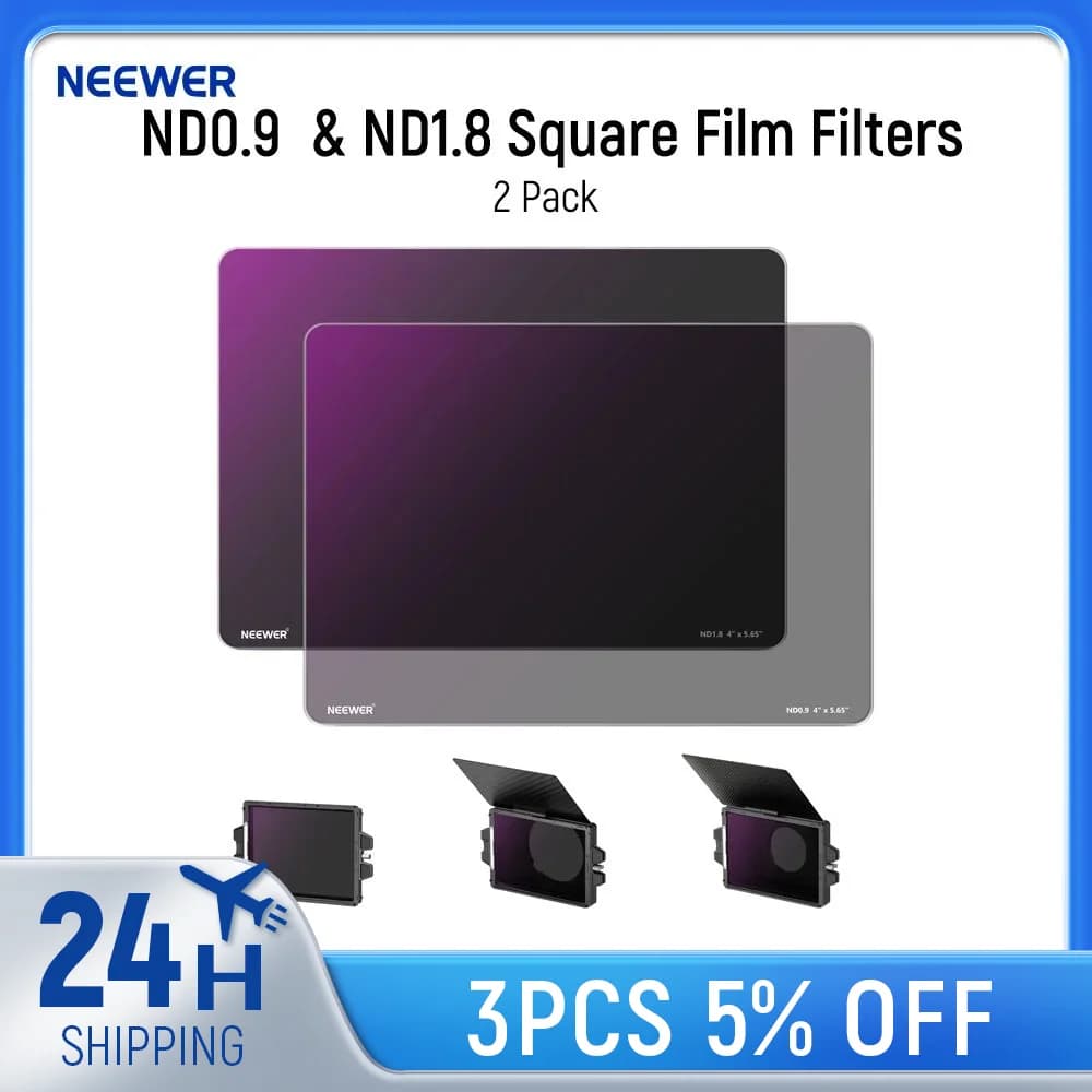 NEEWER Confezione da 2 filtri a film quadrati ND0.9 e ND1.8 Filtro Cinema ND da 4"x5,65" compatibile con Tilta SmallRig Matte Box