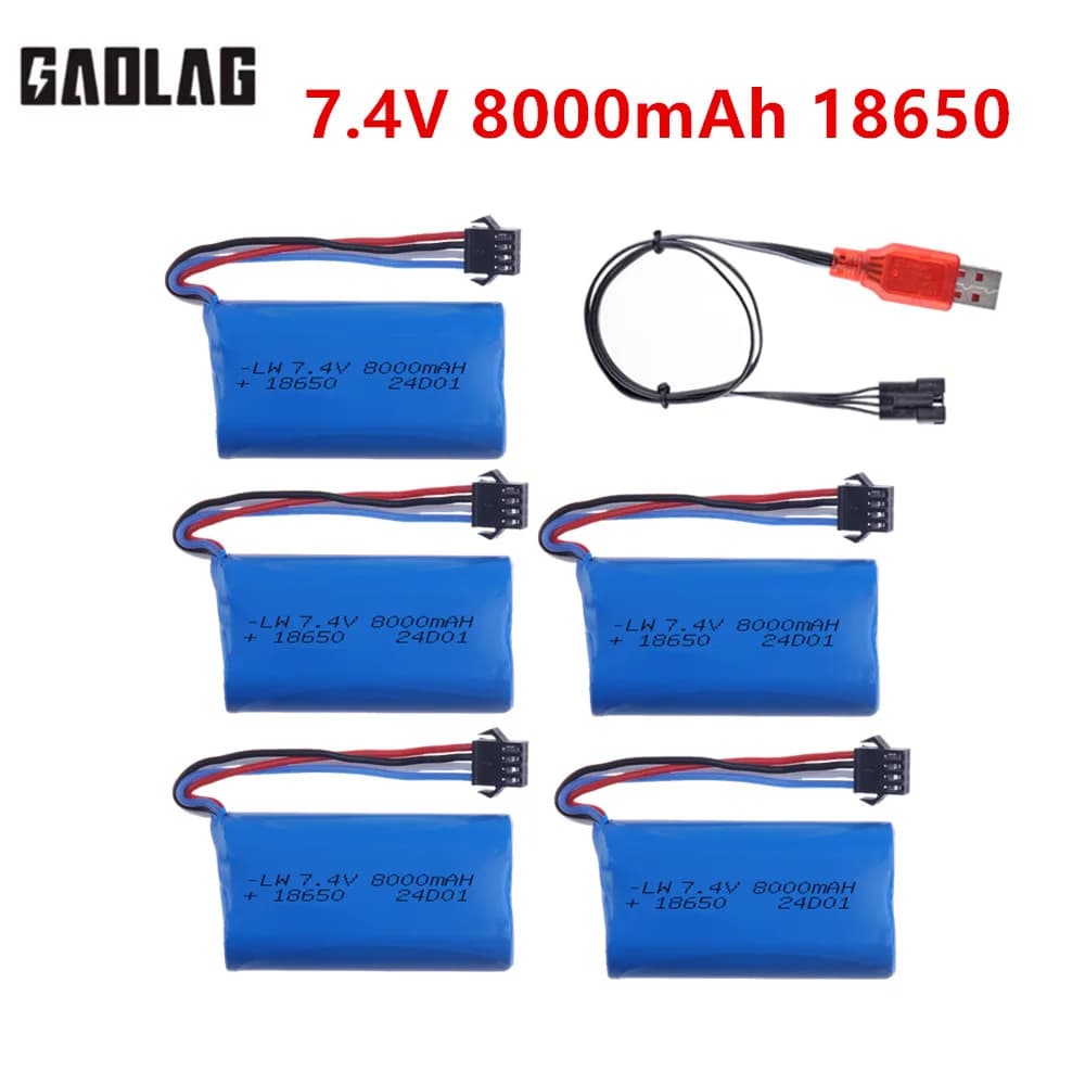 SM-4P Spina 7.4V 8000mah 18650 LI-ION Batteria per modello di auto pistola ad acqua proiettile giocattoli parti giocattoli RC Barca Pezzi di ricambio batteria 2S