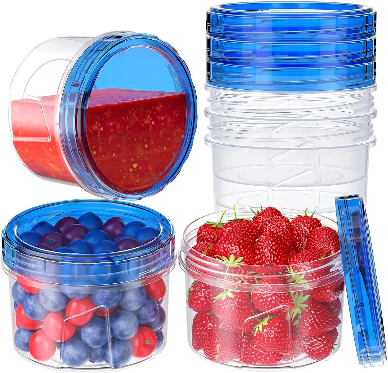6 Pack-16 OZ Freezer Storage Containers, Small Plastic Containers with Twist Top Lids, Round Food Storage Containers, Reusable S