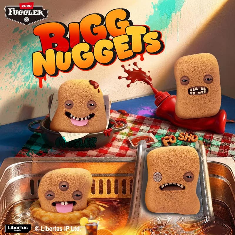 Peluche Fuggler Bigg Nuggets da 40 cm, Giocattolo a Forma di Grande Nuggets di Pollo, Mostro Dentato, Simpatico e Divertente, Regalo di Natale e Compleanno per Bambini