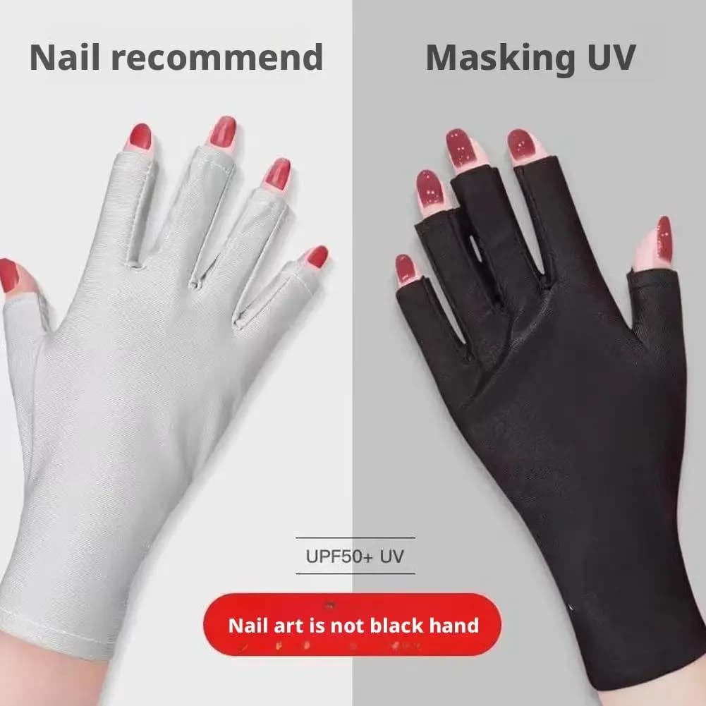 Guanti UV per unghie, guanti di protezione anti UV Design senza dita per donne Manicure in gel Luce UVB anti UVA per lampada per unghie in gel