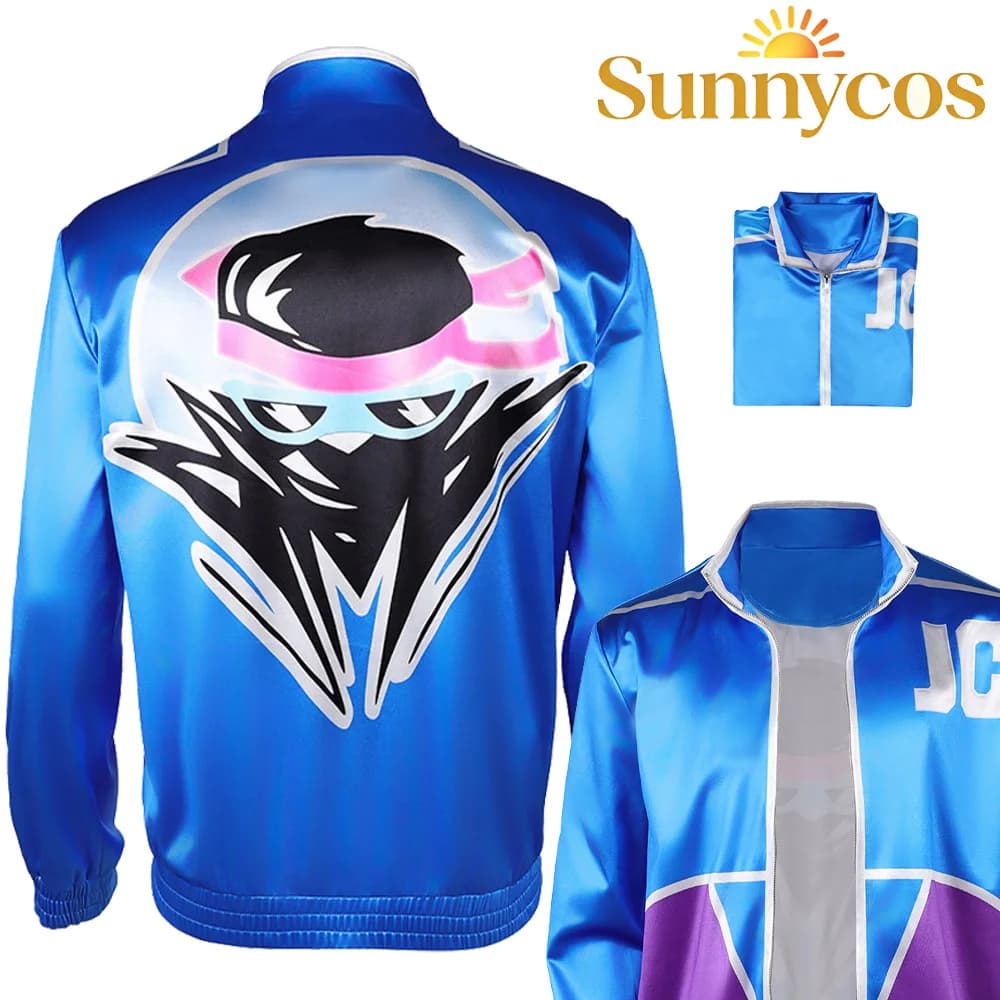 Cappotto Cosplay Fantasy Johnny Cage, Giacca per Gioco di Ruolo Mortal Kombat 2, Costume Blu, Outfit per Halloween e Carnevale, Completo Maschile