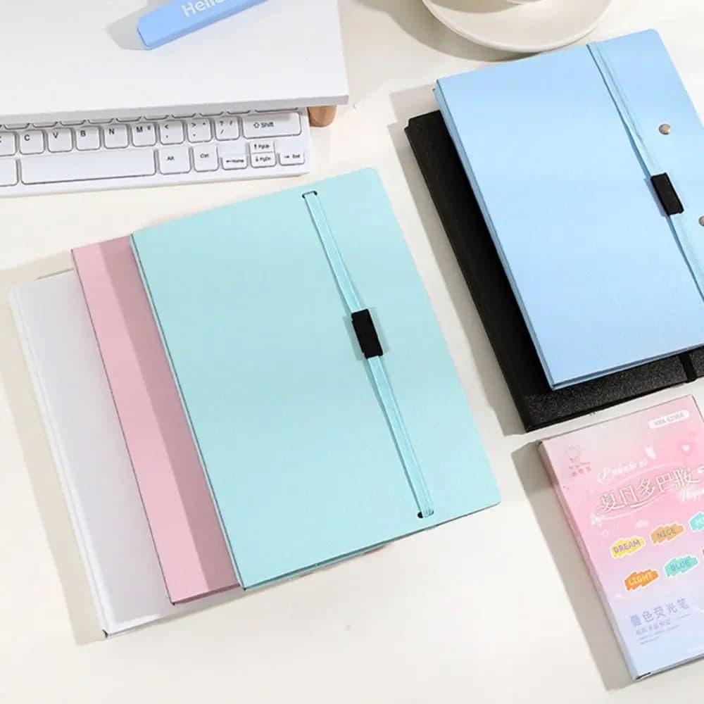 1pc Waterproof PP A5 Clipboard Folder Morandi Color with Elastic Strap File Folder Foldable Paper Clip Board Gift