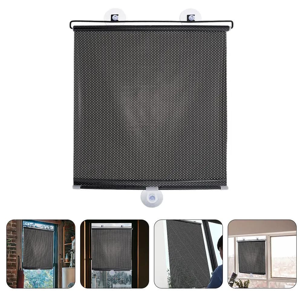 Set Tenda Parasole Avvolgibile Retrattile con Ventosa per Balcone, Schermo Privacy, Protezione Solare Estiva, in PVC Resistente all'Usura