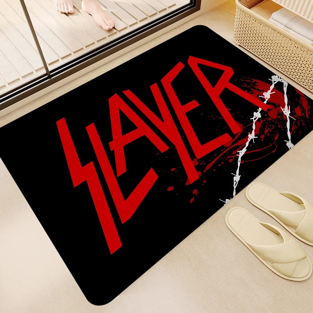 S-Slayer Heavy Metal Band Tappetino da bagno musicale Zerbino per la casa in stile nordico Tappetini per bagno-WC Zerbino di benvenuto per camera da letto