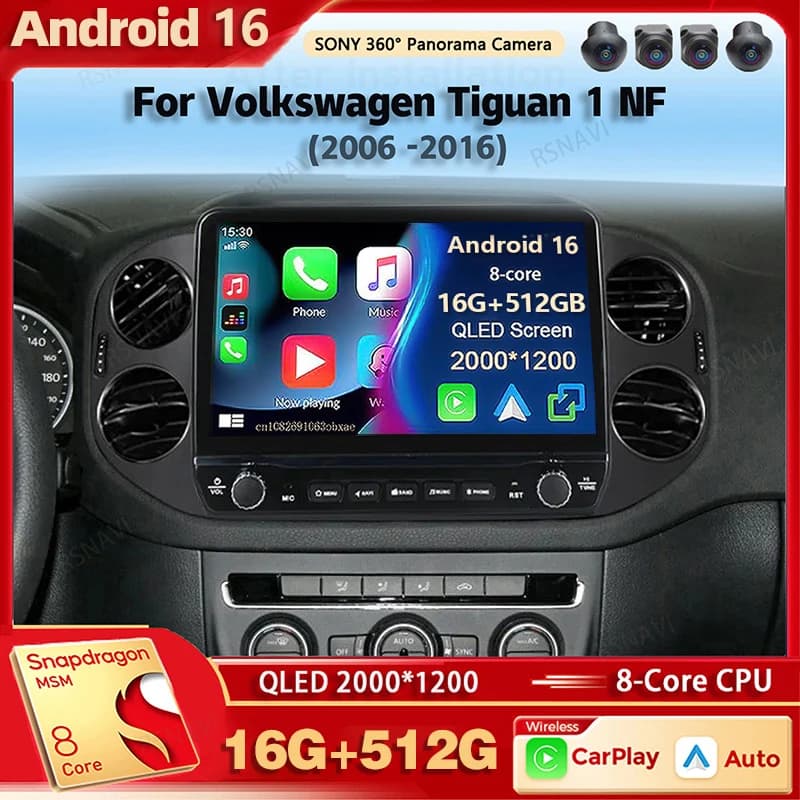 Android 15 Autoradio Lettore Multimediale Per Volkswagen Tiguan 1 NF 2006 - 2016 Auto Carplay Car Stereo DSP wifi + 4G Ai voce 2 Din