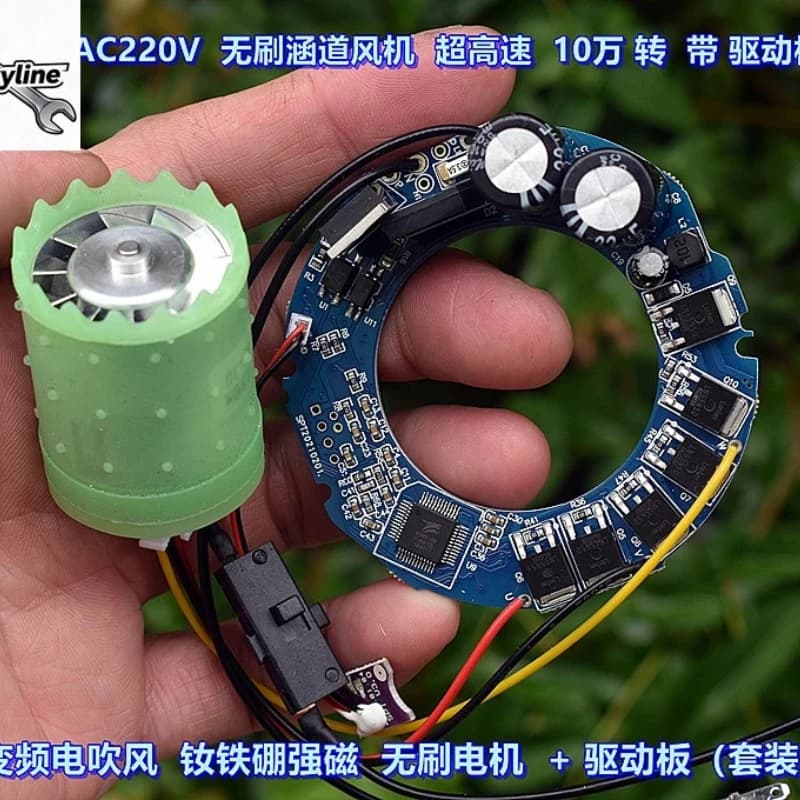 Hair Dryer Spare Parts 110V 220V 100000RPM Brushless Fan Motor Aluminum Alloy Impeller With Driver
