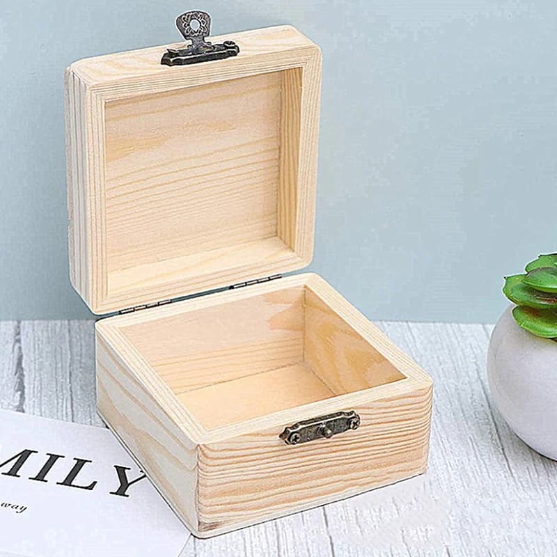 Scatola portaoggetti rettangolare in legno Scatola in legno vintage Scatola per confezioni regalo in legno Tipo ribaltabile Anello per collana di gioielli con conservazione multicolore