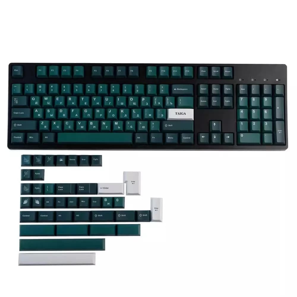 1 Set GMK Taiga Copritasti PBT Sublimazione della tintura Copritasto russo Cherry Profilo Copritasto verde per MX Switch Tastiera meccanica