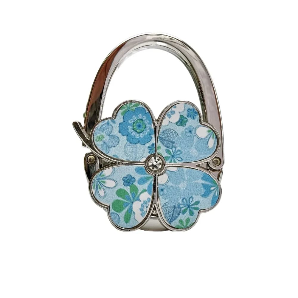 Gancio per Borsa a Quadrifoglio Resistente, Pieghevole e Portatile, con Fiori Decorativi, da Tavolo